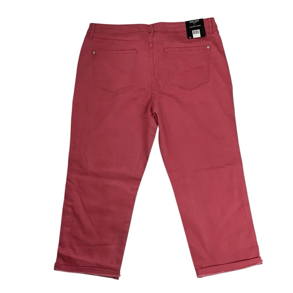 Nine West Chrystie Pink Capri Pants Jeans Women Size 16 36X23 Preppy Coastal - Picture 3 of 16